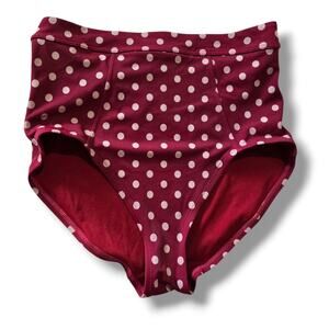 Adore Me Women’s High Waisted Polka Dot Bikini Bottoms – Burgundy, Medium